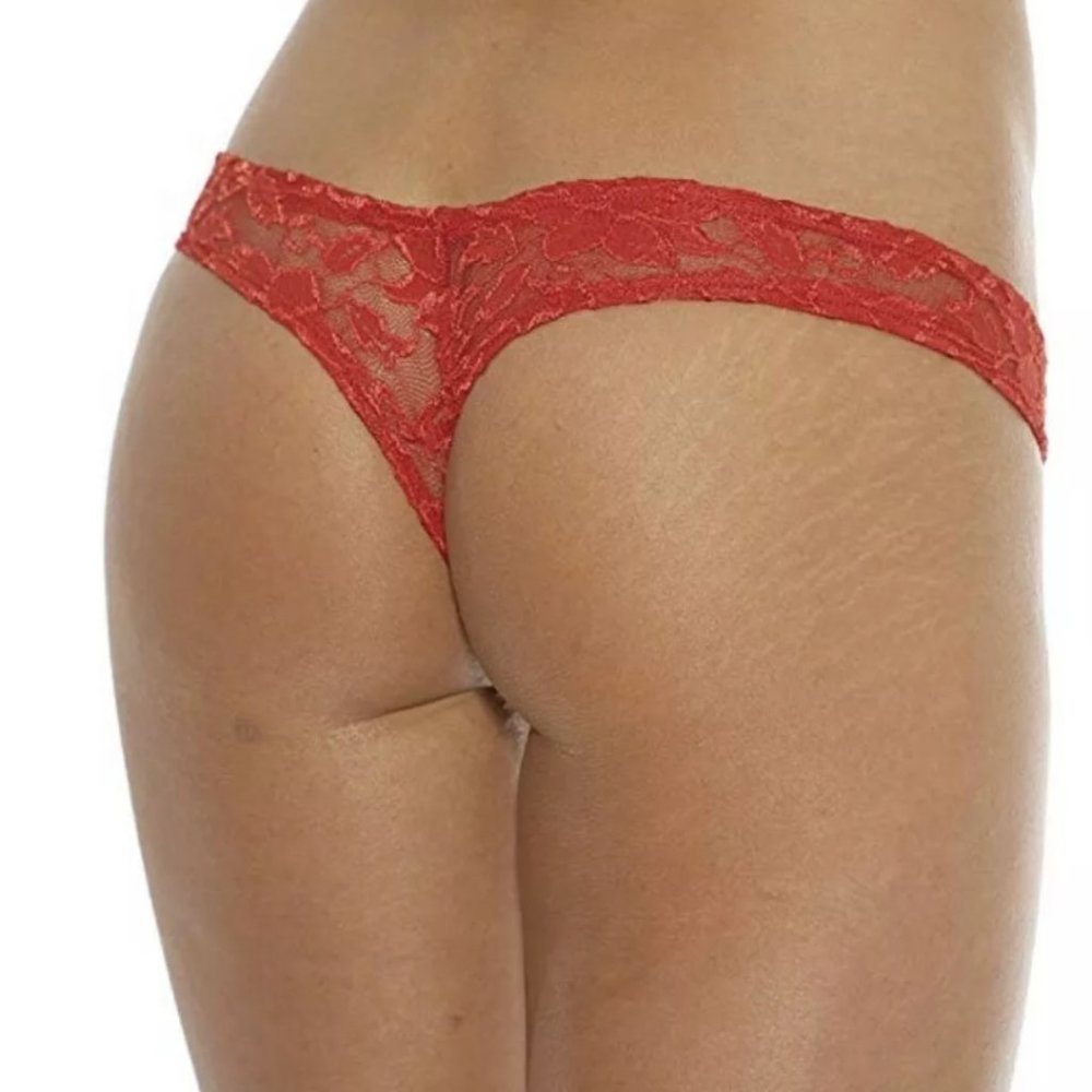 BODYSHOTZ Sheer Floral Lace Thong Panties OS Red